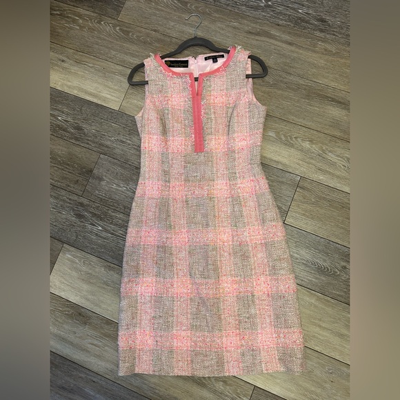 Brooks Brothers Dresses & Skirts - Brooks Brothers Lanificio Campore Italy Pink & Tan Tweed Sleeveless Shift Dress